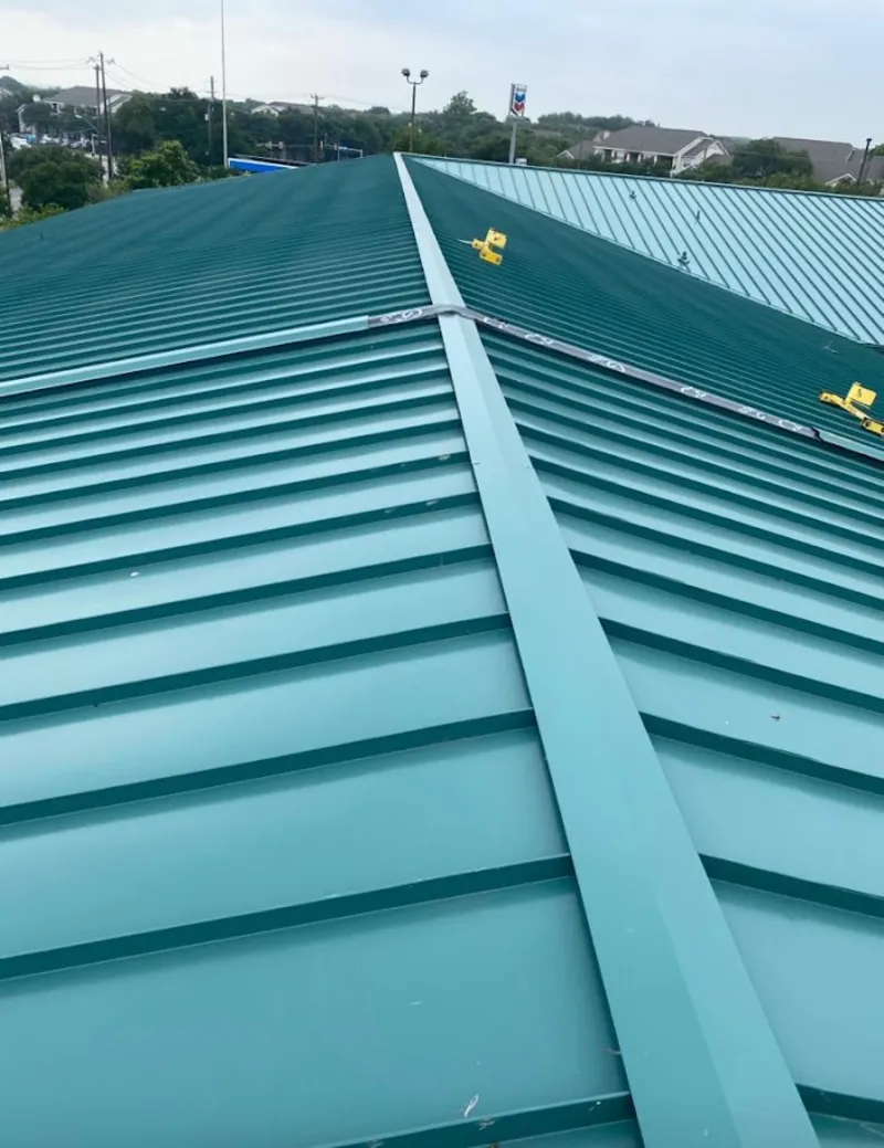 Green commercial metal roof ridge and valley for Metal Roof Repair in Mobile